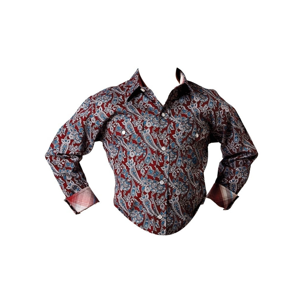 Roper Western Shirt Boys L/S Paisley Snap Red 03-030-0225-2027 RE Image 1