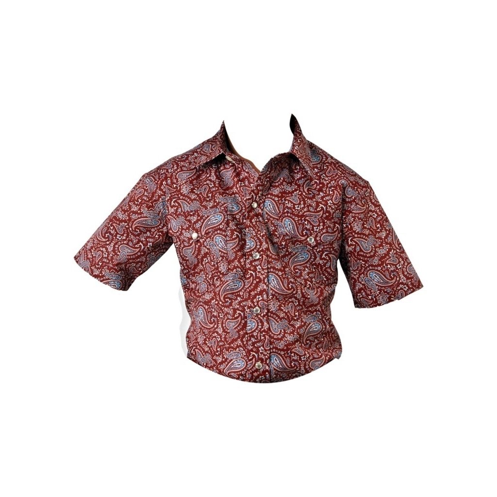 Roper Western Shirt Boys S/S Paisley Snap Red 03-031-0064-0316 RE Image 1