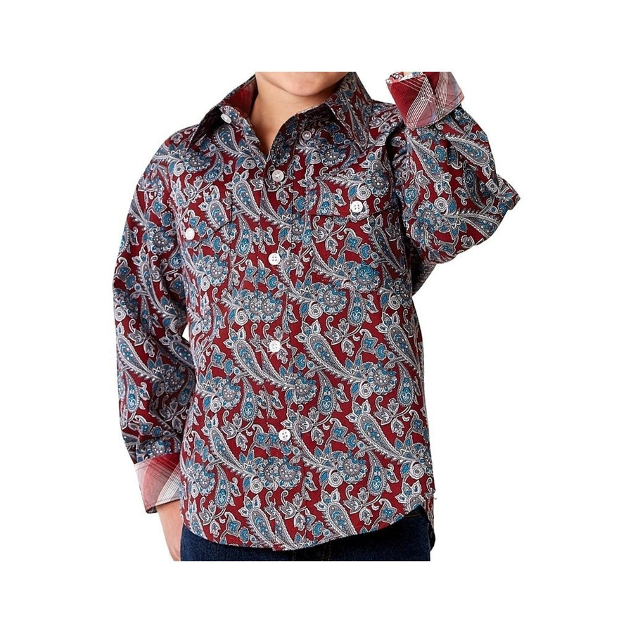 Roper Western Shirt Boys L/S Paisley Button Red 03-030-0325-2027 RE Image 1