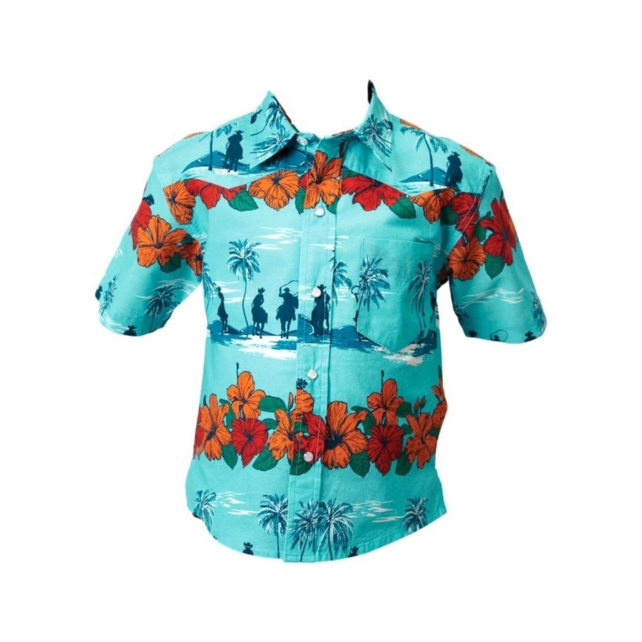 Roper Western Shirt Boys S/S Hawaiian Snap Blue 03-031-0064-0318 BU Image 1