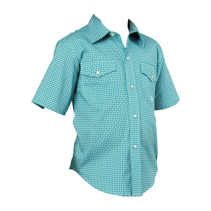 Roper Western Shirt Boys S/S Stretch Snap Teal 03-031-0225-4400 GR Image 1