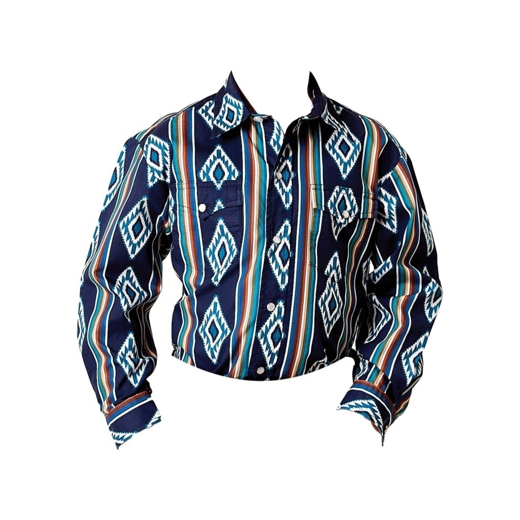 Roper Western Shirt Boys L/S Vertical Aztec Blue 03-030-0485-0310 BU Image 1