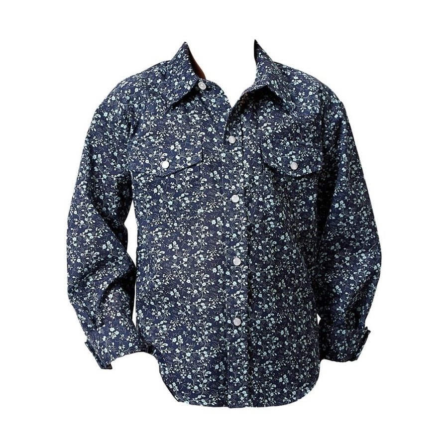 Roper Western Shirt Boys L/S Floral Snap Blue 01-030-0019-0350 BU Image 1