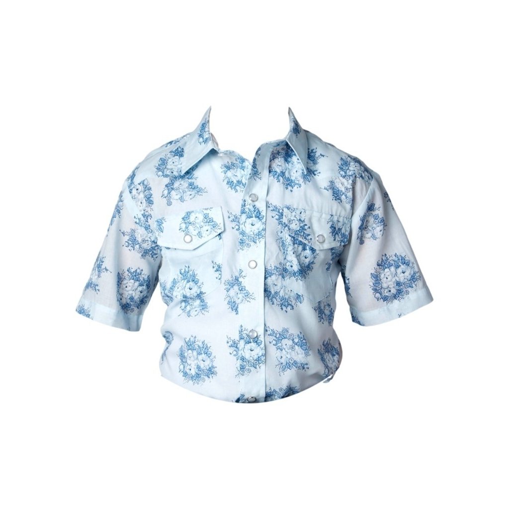 Roper Western Shirt Boys S/S Floral Snaps Blue 01-031-0019-4064 BU Image 1