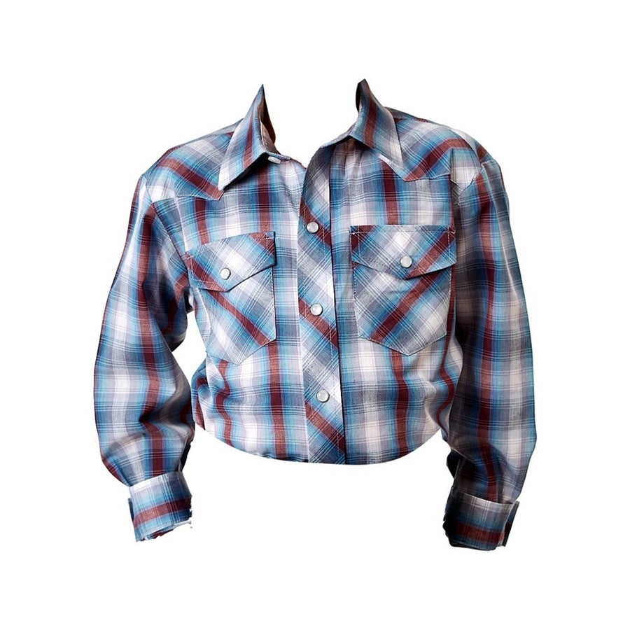 Roper Western Shirt Boys Snap Plaid L/S Gray 01-030-0101-3006 GY Image 1