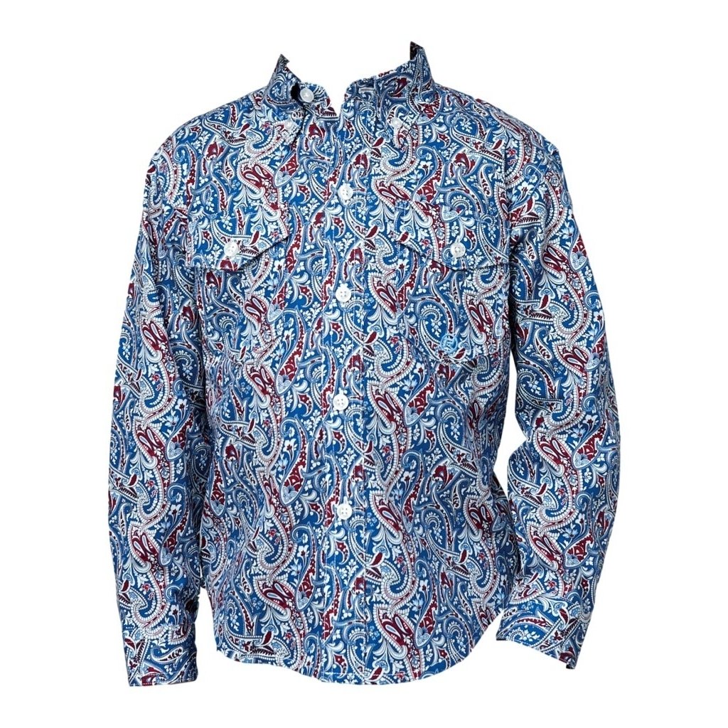 Roper Western Shirt Boys L/S Paisley Button Blue 03-030-0325-4035 BU Image 1