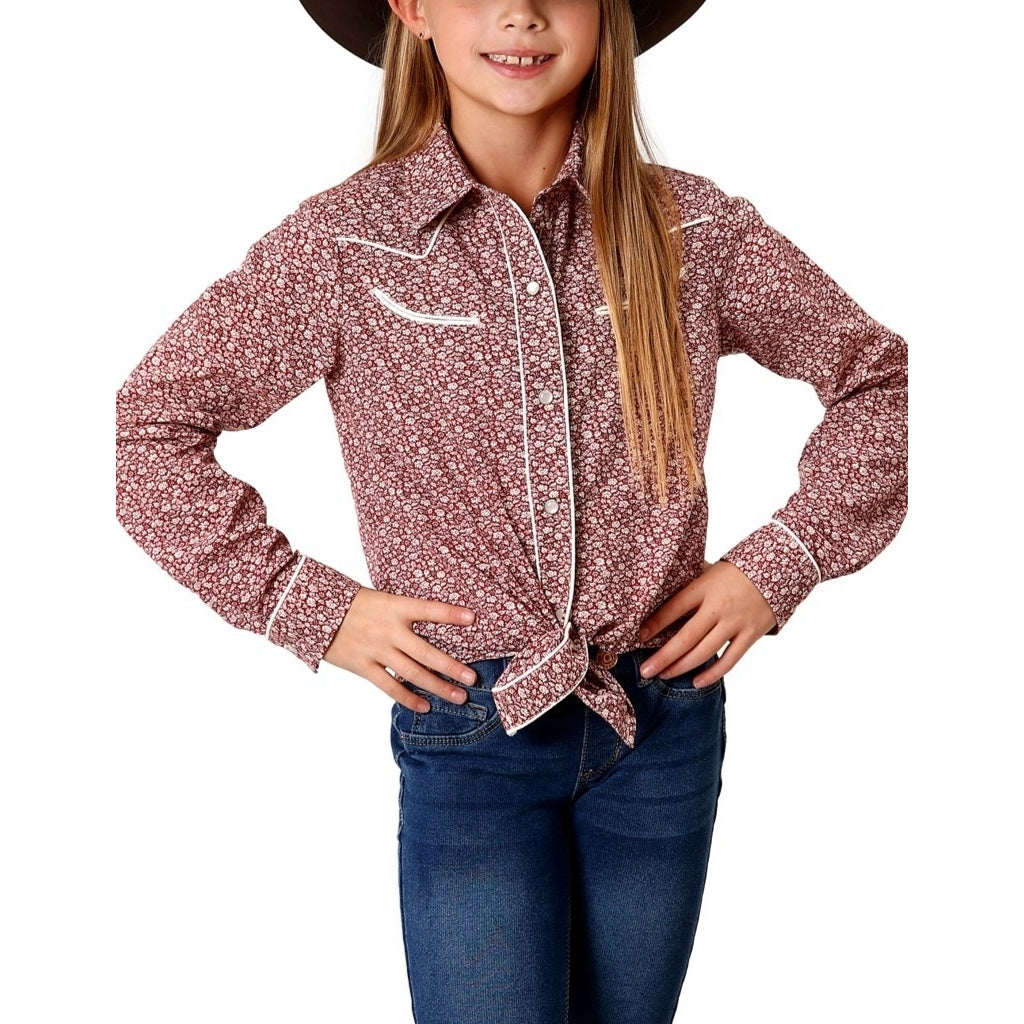 Roper Western Shirt Girls L/S Vintage Floral Red 01-080-0086-0703 RE Image 1