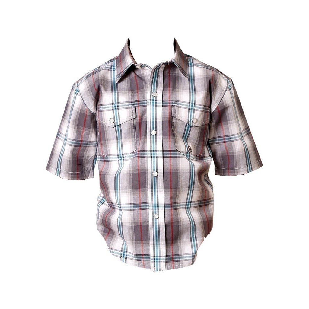 Roper Western Shirt Boys Snap S/S Plaid Gray 03-031-0278-2097 GY Image 1