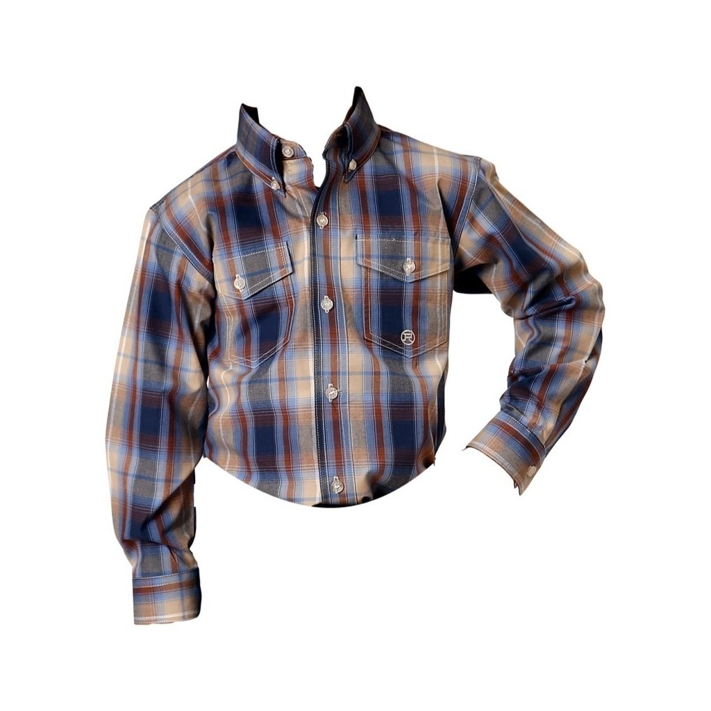 Roper Western Shirt Boys L/S Ranch Plaid Button 03-030-0378-1052 BR Image 1