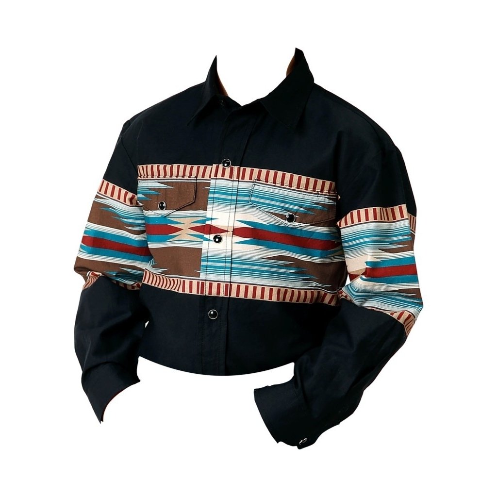 Roper Western Shirt Boys L/S Blanket Aztec Border 03-030-0431-0610 BL Image 1