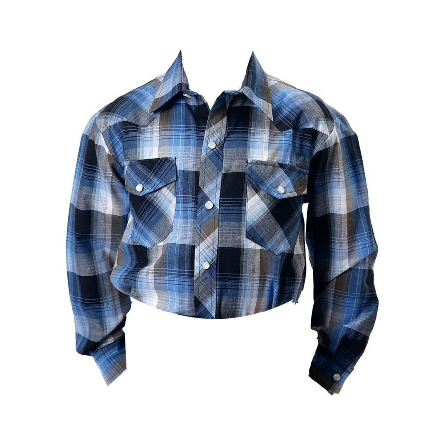 Roper Western Shirt Boys L/S Plaid Snap Front Blue 01-030-0101-1065 BU Image 1