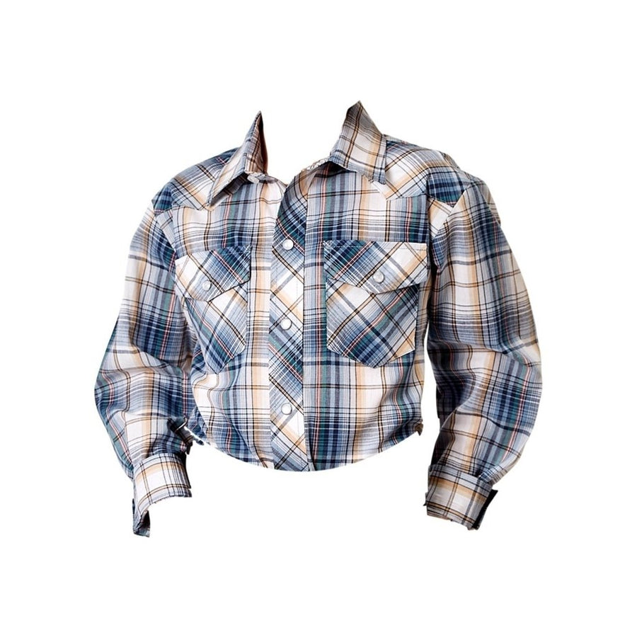 Roper Western Shirt Boys Plaid L/S Snap Blue 01-030-0101-3004 BU Image 1