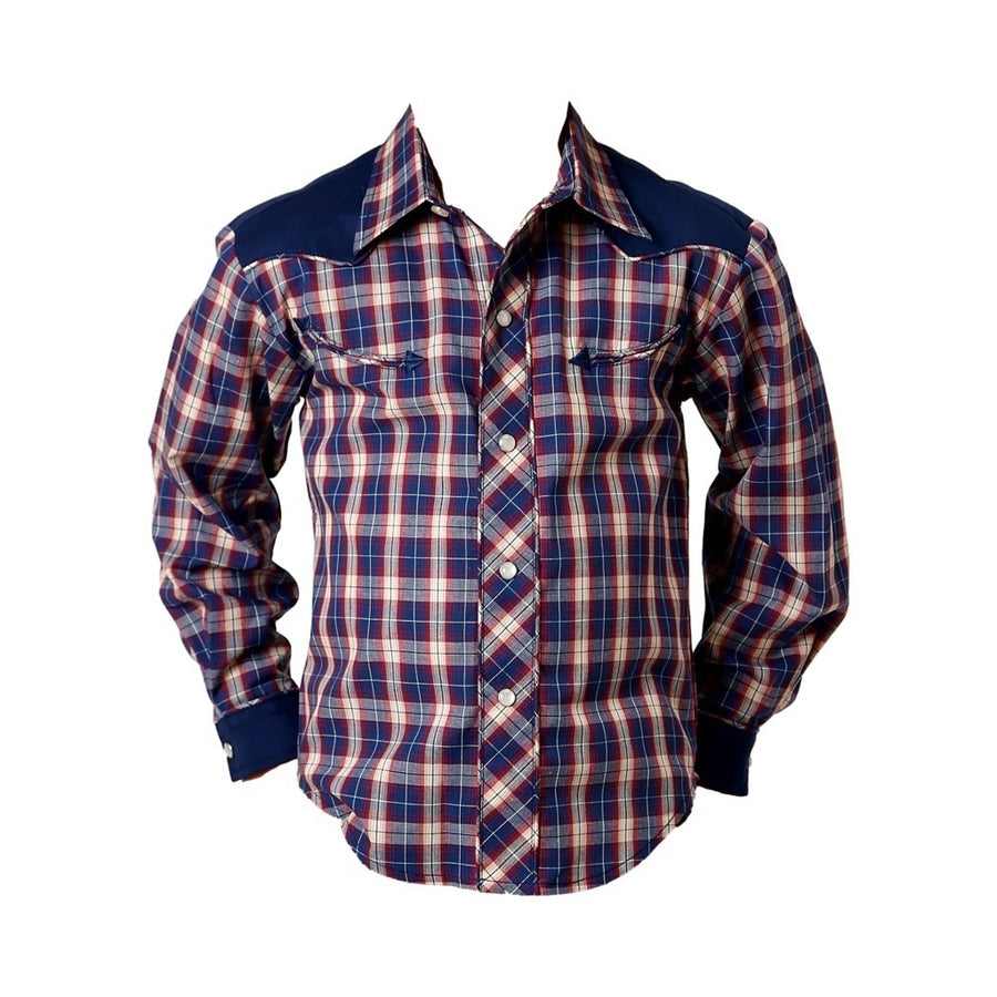 Roper Western Shirt Boys L/S Plaid Solid Yoke Blue 01-030-0087-1062 BU Image 1