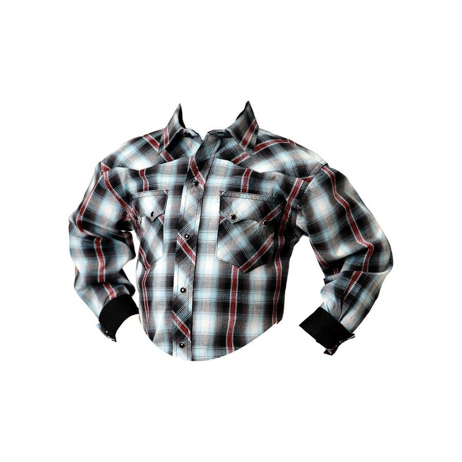 Roper Western Shirt Boys L/S Dobby Plaid Black 03-030-0062-0756 BL Image 1