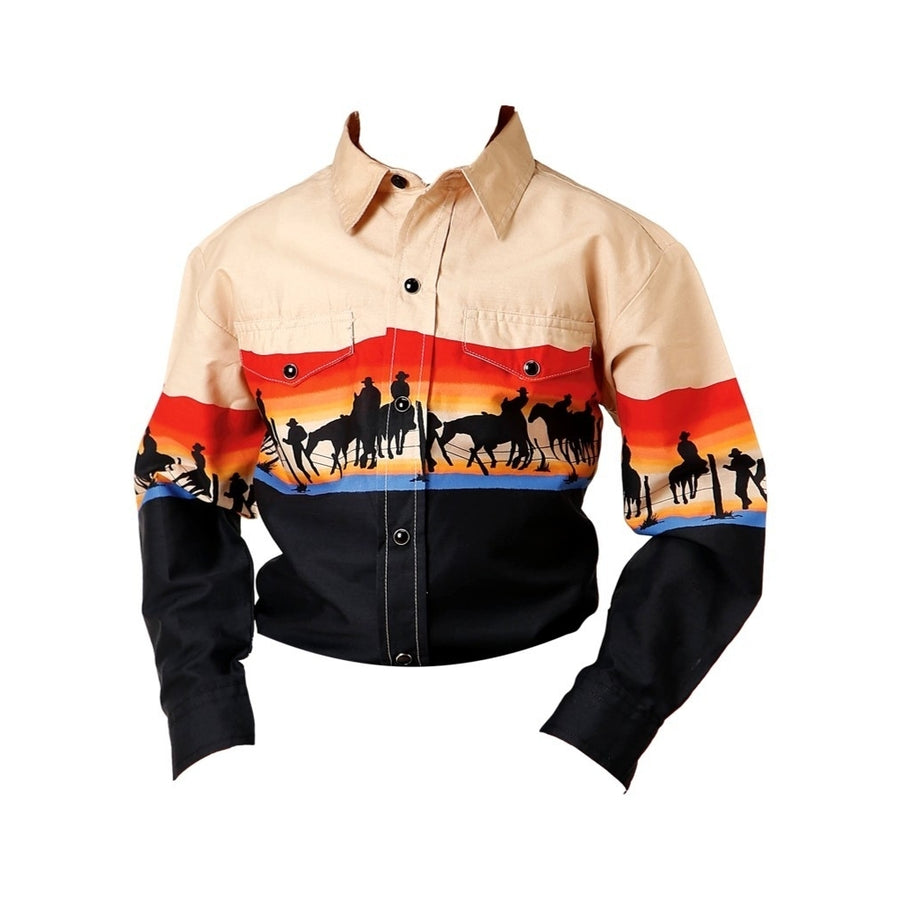 Roper Western Shirt Boys L/S Days End Border Black 03-030-0421-0612 BL Image 1