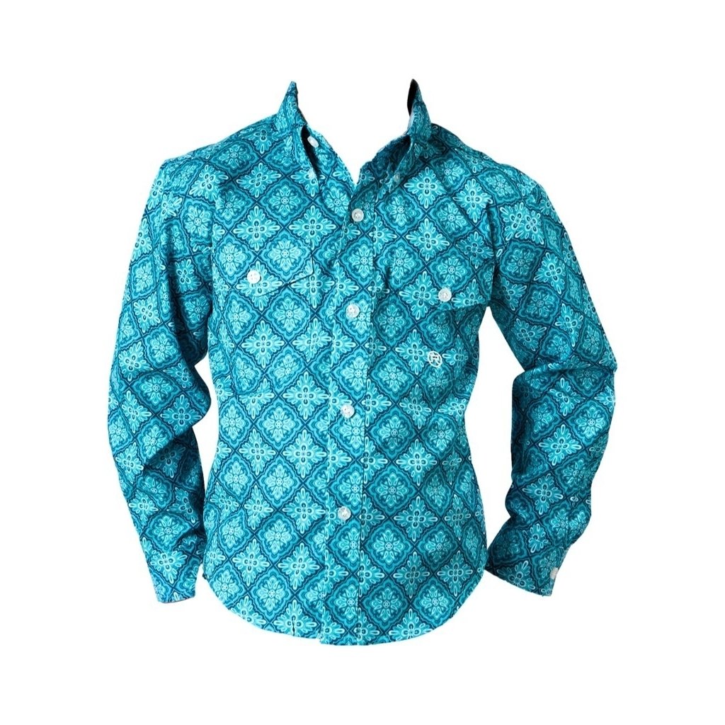 Roper Western Shirt Boys Button L/S Turquoise 03-030-0325-2029 BU Image 1