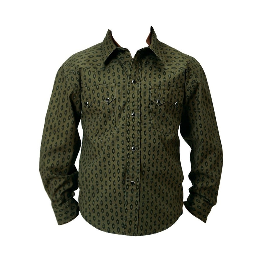 Roper Western Shirt Boys L/S Diamond Print Green 03-030-0064-0103 GR Image 1