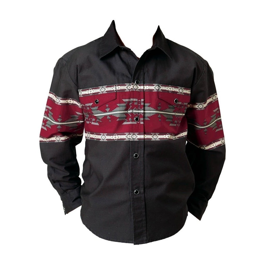 Roper Western Shirt Boys L/S Aztec Border Black 03-030-0431-0107 BL Image 1