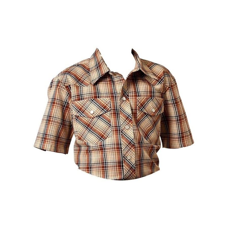 Roper Western Shirt Boys S/S Plaid Snap Brown 01-031-0101-3003 BR Image 1