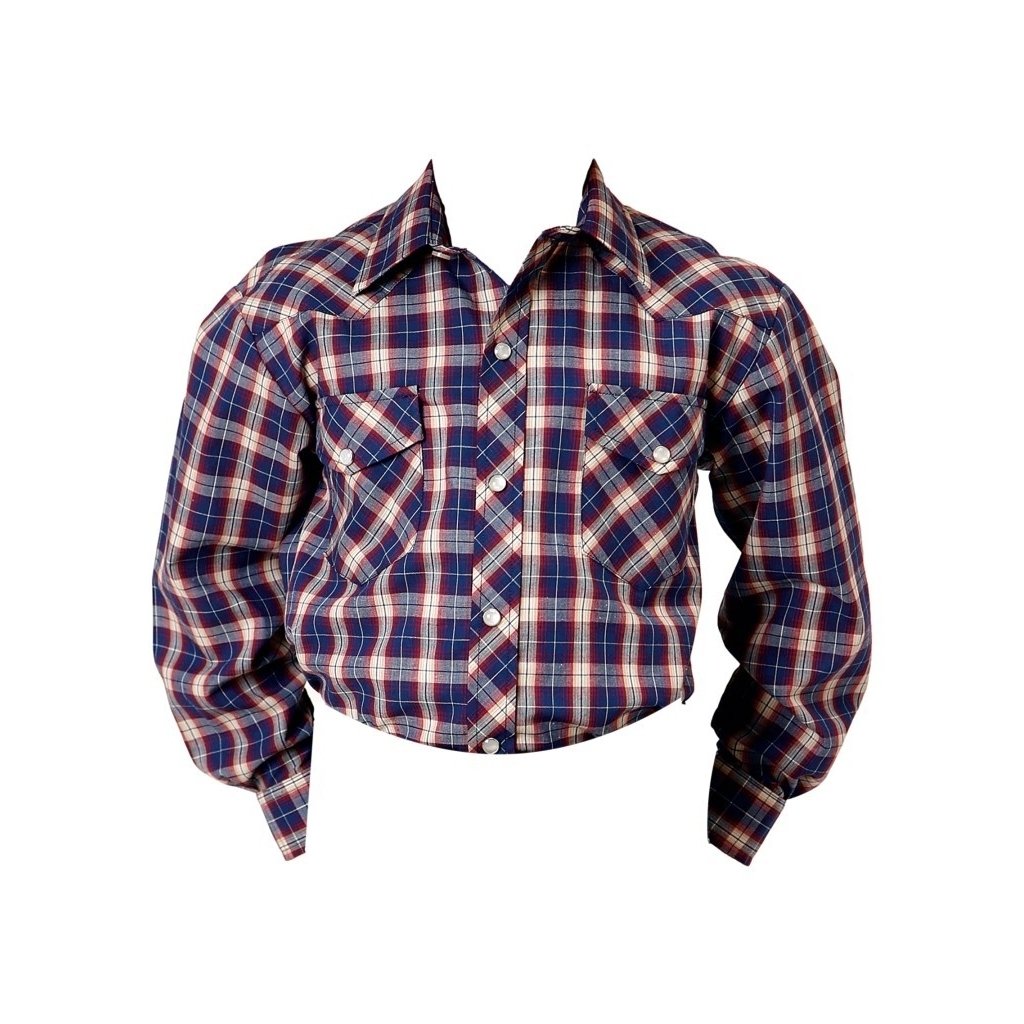 Roper Western Shirt Boys L/S Plaid Snap Front Blue 01-030-0101-1062 BU Image 1