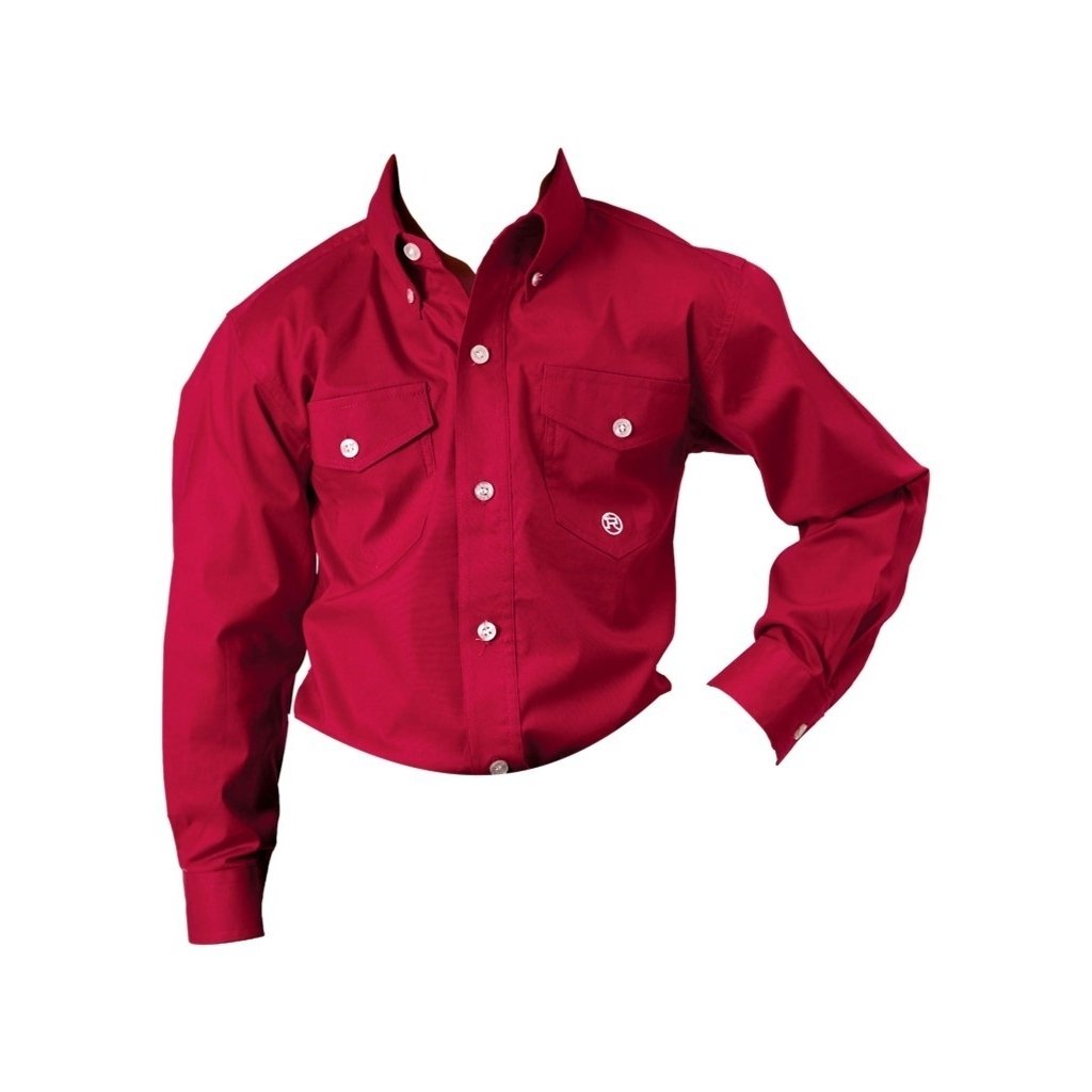 Roper Western Shirt Boys L/S Solid Buttons Red 03-030-0365-2107 RE Image 1