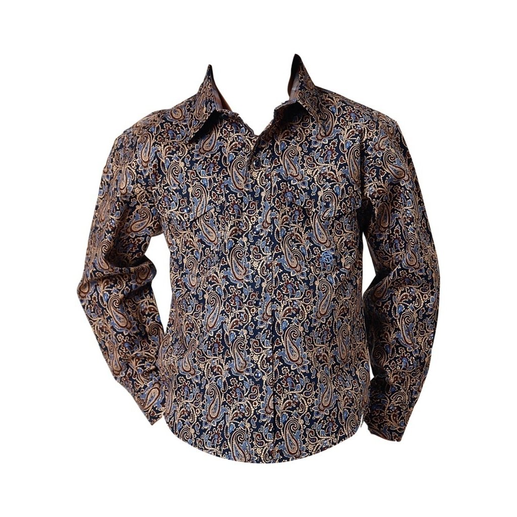 Roper Western Shirt Boys L/S Vintage Paisley Blue 03-030-0225-1005 BU Image 1