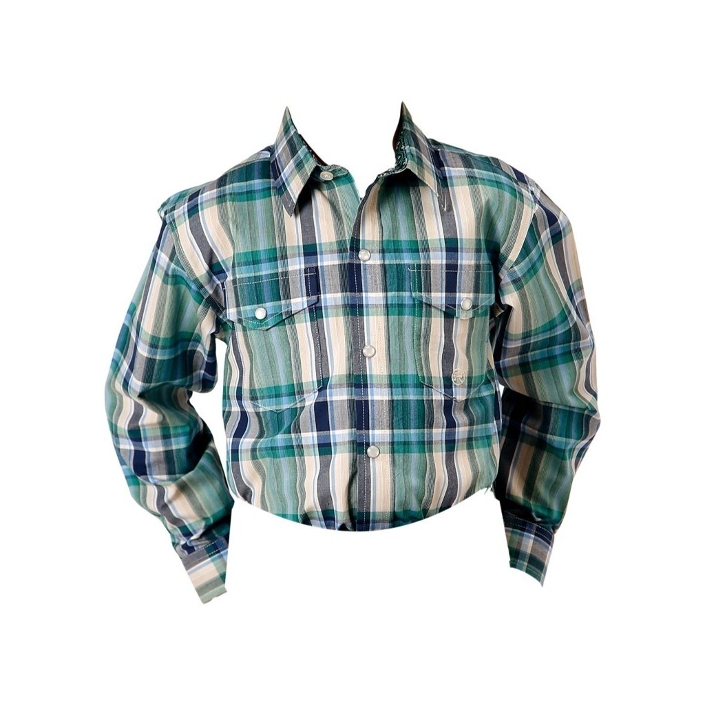 Roper Western Shirt Boys L/S Plaid Snap Front Blue 03-030-0278-1050 BU Image 1