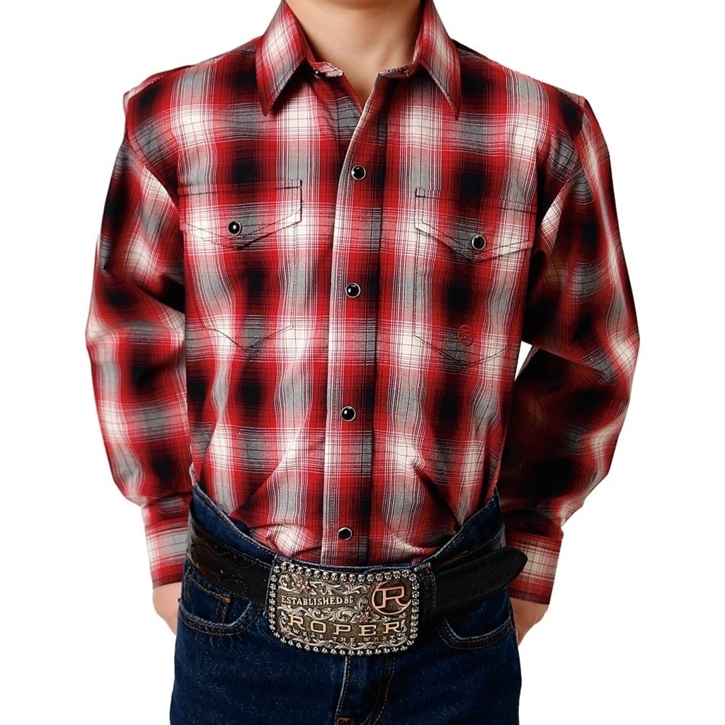 Roper Western Shirt Boys L/S Basic Plaid Red 03-030-0278-1054 RE Image 1