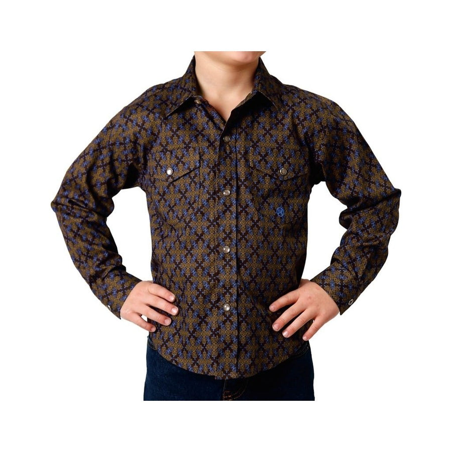 Roper Western Shirt Boys L/S Diamond Medallion 03-030-0225-1004 BR Image 1