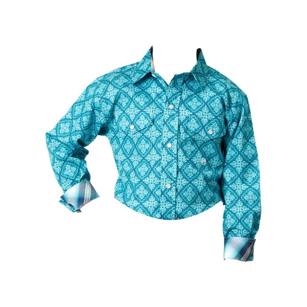 Roper Western Shirt Boys Medallion L/S Turquoise 03-030-0225-2029 BU Image 1