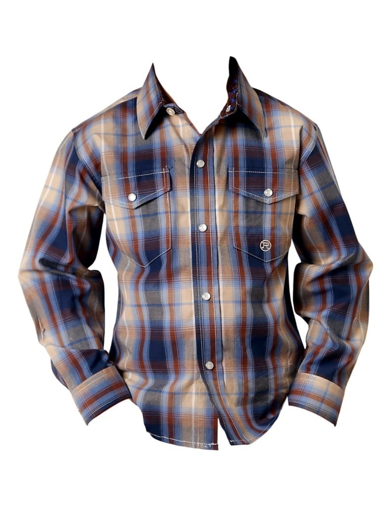 Roper Western Shirt Boys L/S Ranch Plaid Brown 03-030-0278-1052 BR Image 1