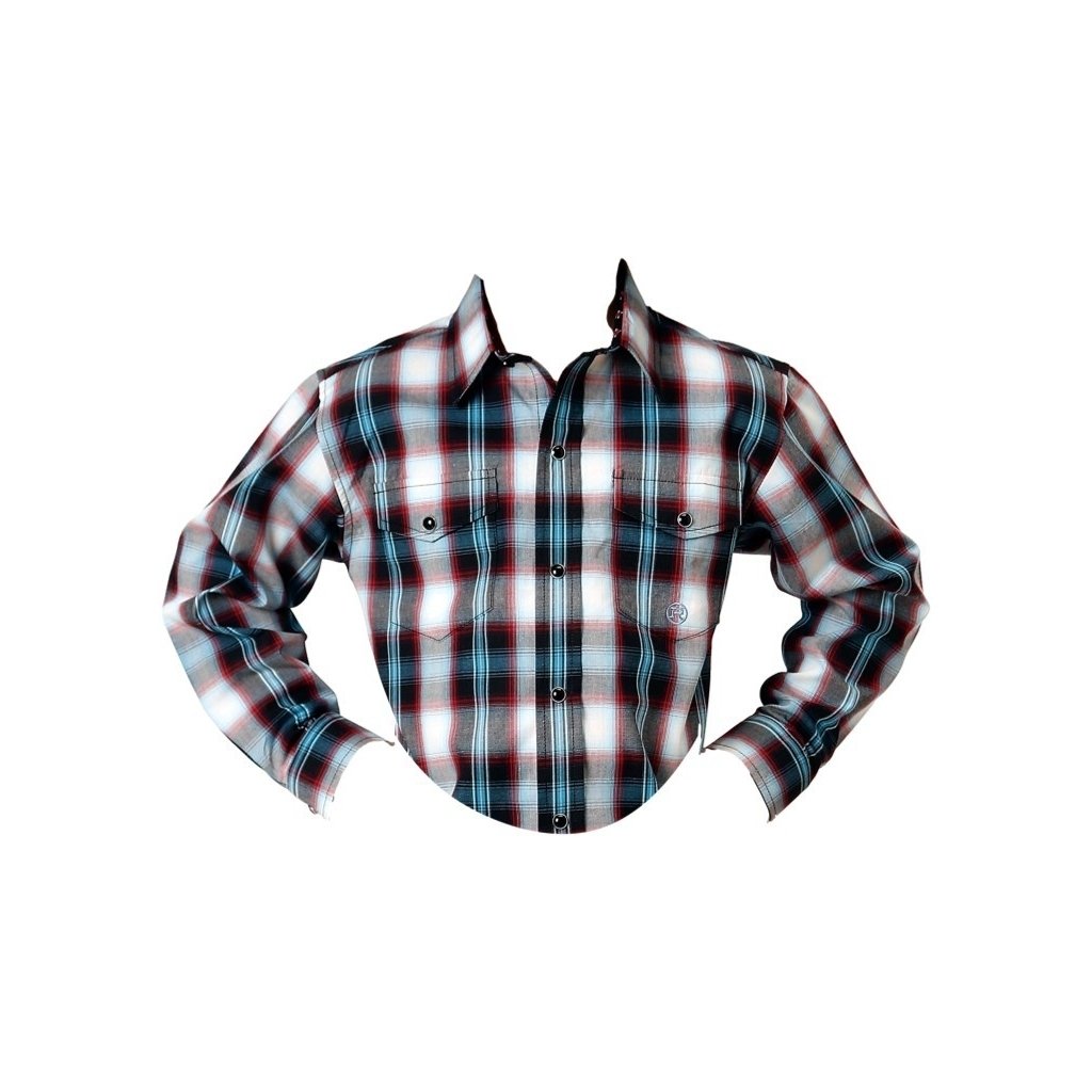 Roper Western Shirt Boys L/S Plaid Snap Black 03-030-0278-1053 BL Image 1