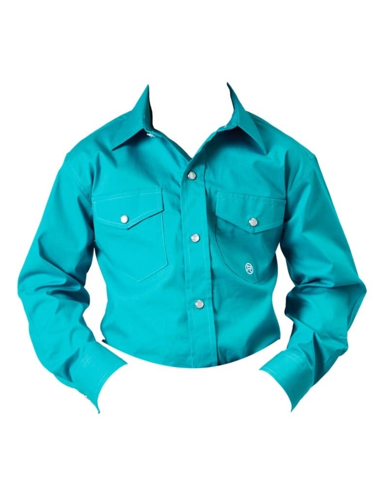 Roper Western Shirt Boys Solid L/S Snap Turquoise 03-030-0265-2106 BU Image 1