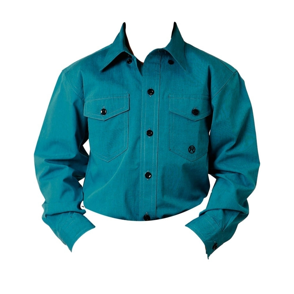 Roper Western Shirt Boys L/S Solid Button Teal 03-030-0365-0707 GR Image 1