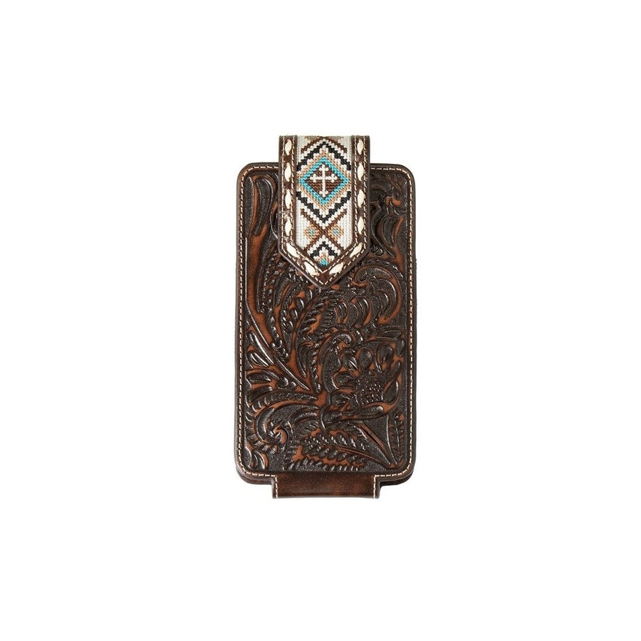 Nocona Western Cell Phone Case Embossed Embroidery Cross Brown 0696902 Image 1