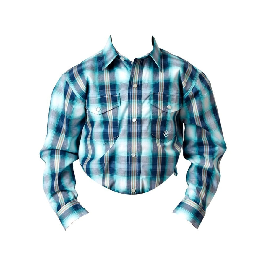 Roper Western Shirt Boys Plaid L/S Snap Blue 03-030-0278-2094 BU Image 1