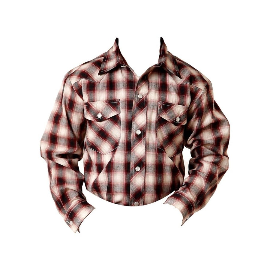 Roper Western Shirt Boys Long Sleeve Plaid Wine 01-030-0101-6036 WI Image 1