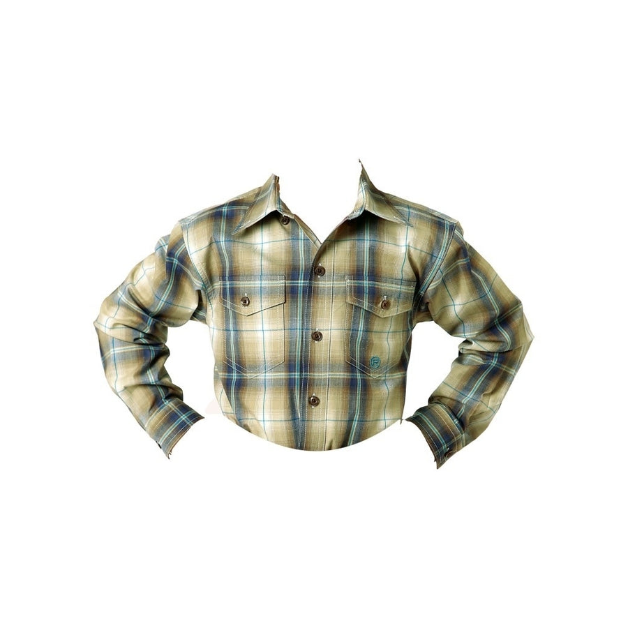 Roper Western Shirt Boys L/S Plaid Button Tan 03-030-0378-7031 TA Image 1