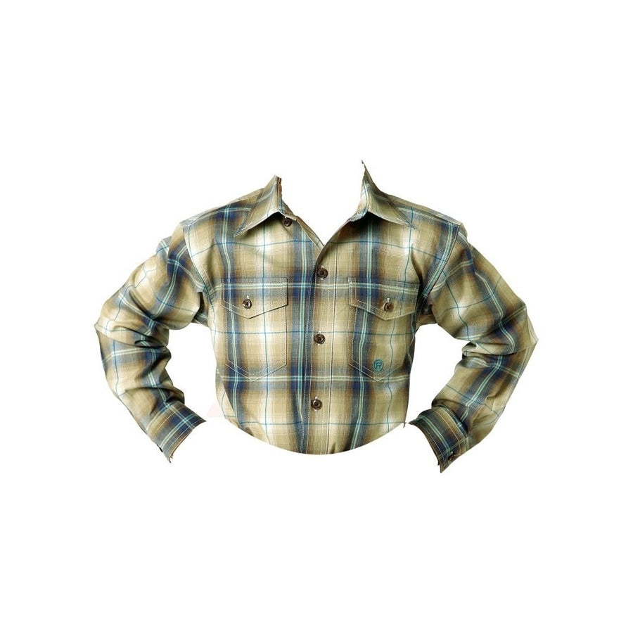 Roper Western Shirt Boys L/S Plaid Button Tan 03-030-0378-7031 TA Image 1