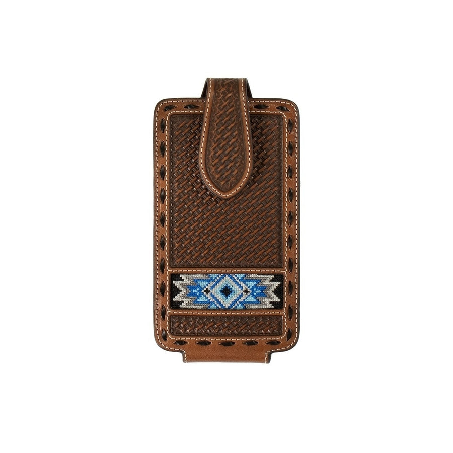 3D Western Cell Phone Case Embossed Basketweave Brown D350000902 Image 1