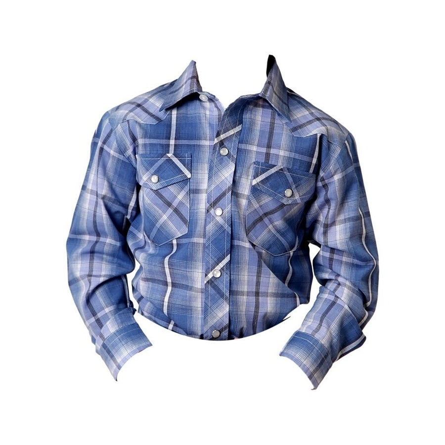 Roper Western Shirt Boys L/S Plaid Snap Blue 01-030-0101-6043 BU Image 1