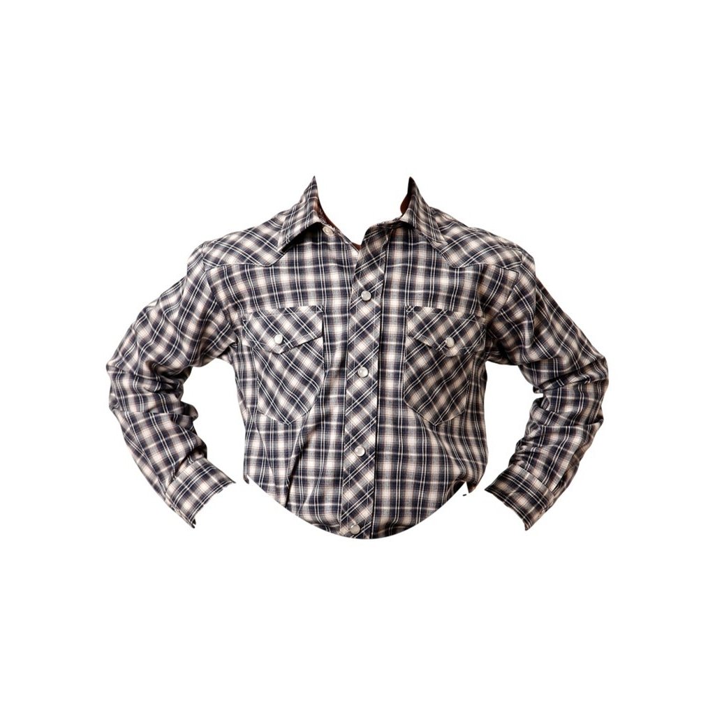 Roper Western Shirt Boys L/S Plaid Snap Navy 01-030-0101-6037 BU Image 1