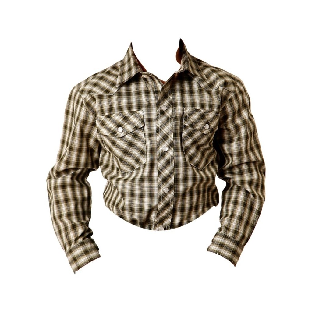 Roper Western Shirt Boys L/S Plaid Snap Olive 01-030-0101-6038 GR Image 1