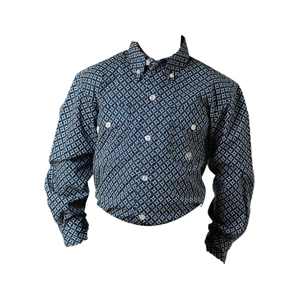 Roper Western Shirt Boys L/S Print Button Blue 03-030-0325-6018 BU Image 1