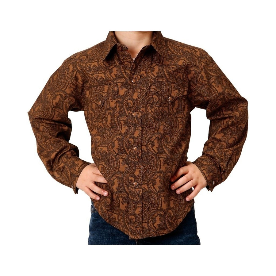 Roper Western Shirt Boys L/S Paisley Snap Brown 03-030-0064-0784 BR Image 1