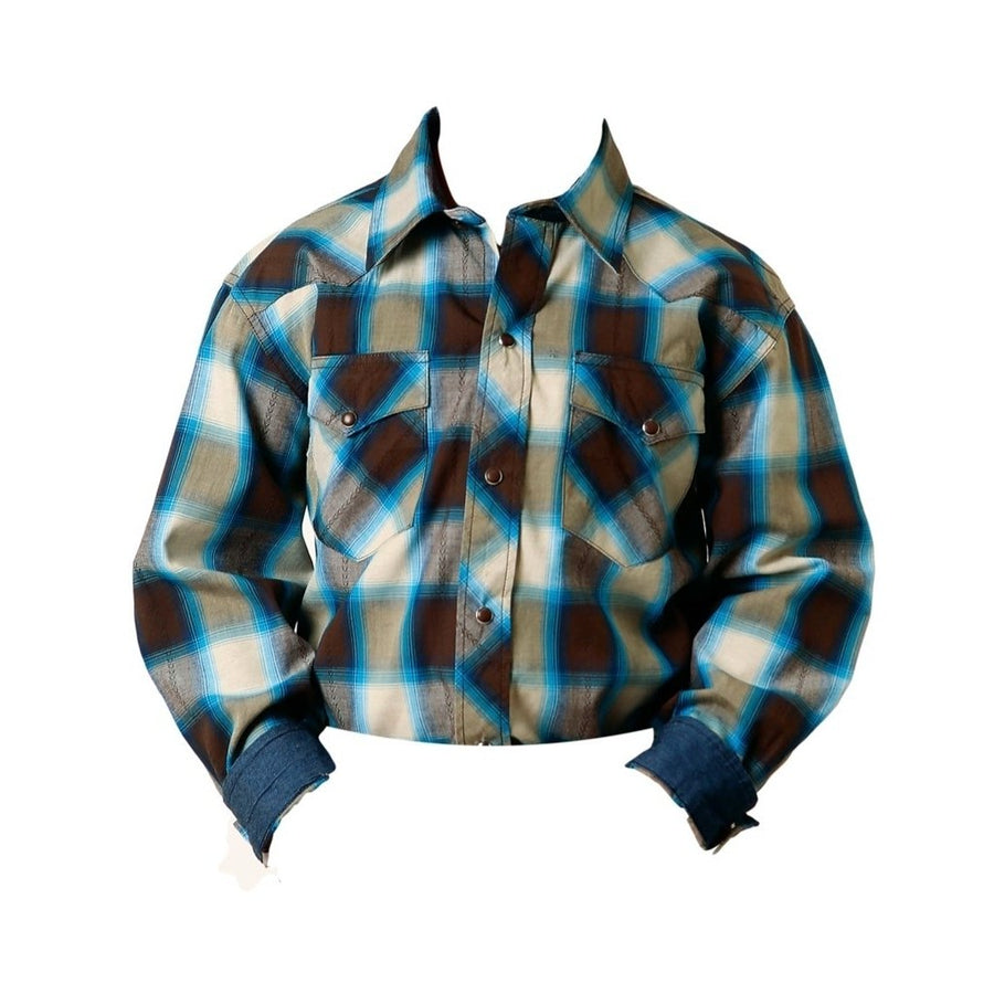 Roper Western Shirt Boys L/S Plaid Snap Brown 03-030-0062-0755 BR Image 1