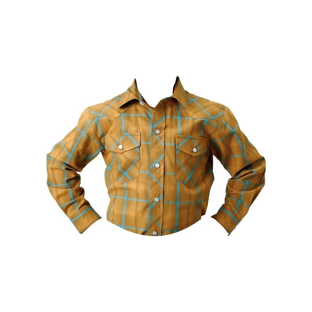 Roper Western Shirt Boys L/S Plaid Snap Yellow 01-030-0101-6042 YE Image 1