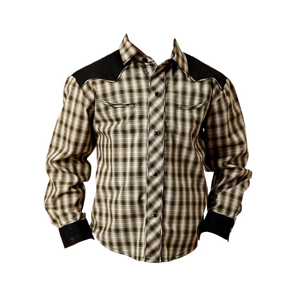 Roper Western Shirt Boys L/S Plaid Snap Green 01-030-0087-6038 GR Image 1