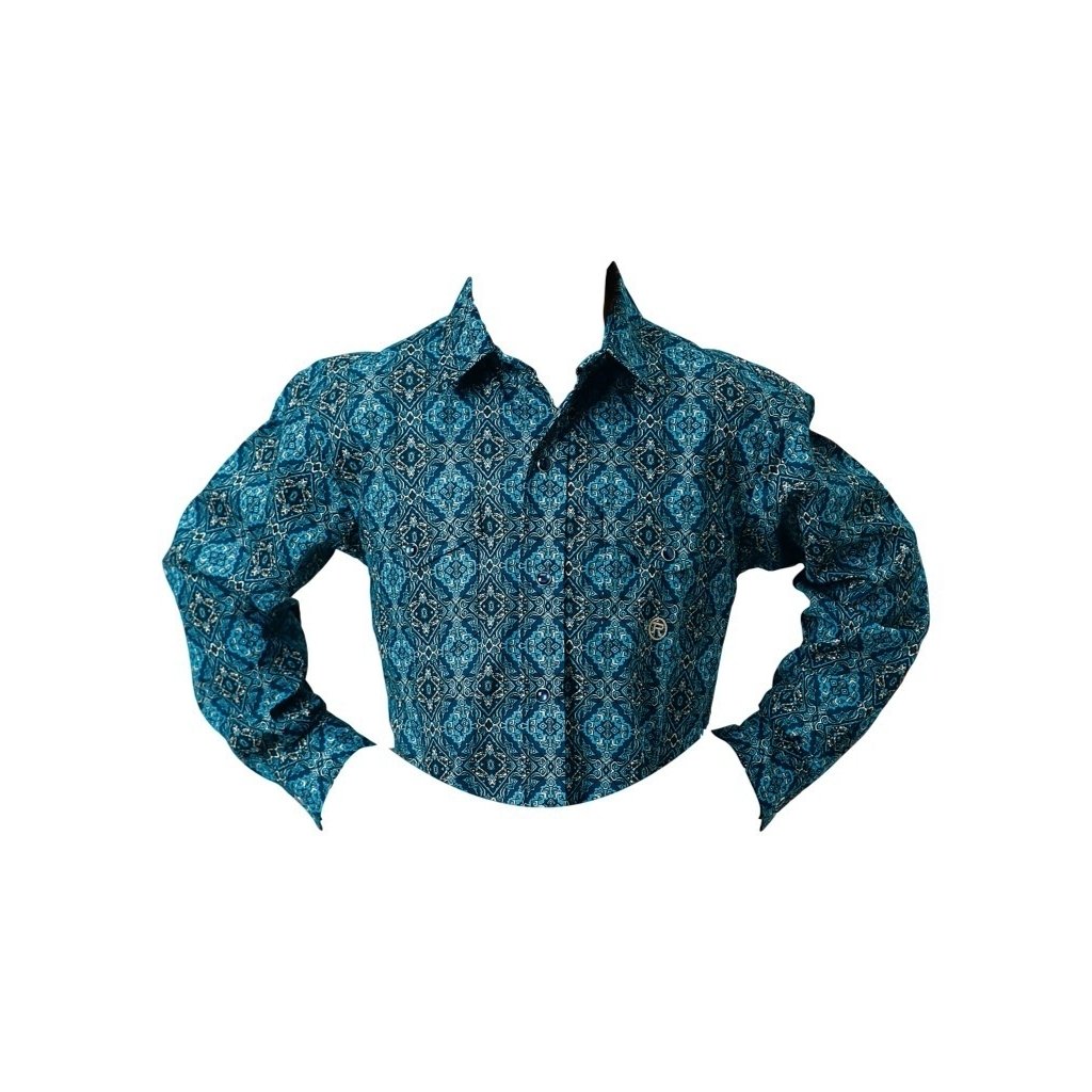 Roper Western Shirt Boys L/S Medallion Snap Blue 03-030-0225-6011 BU Image 1