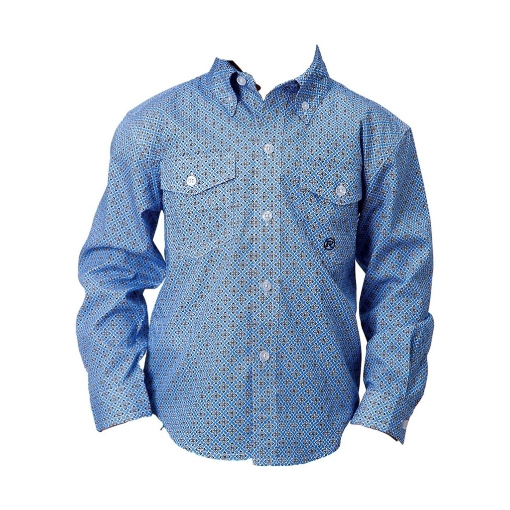 Roper Western Shirt Boys Long Sleeve Blue 03-030-0325-4019 BU Image 1